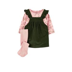 Carter's 3-Piece Floral Tee & Jumper Set - Olive